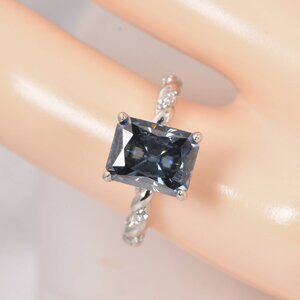 Certified Moissanite 3.0 ct Royal Blue Radiant Cut Engagement Ring 925 sz 5